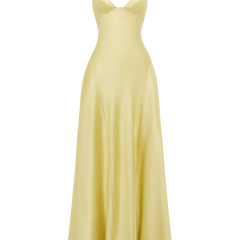 Butter Yellow Satin Maxi Dress in Butter Yellow, view 7