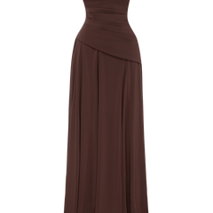 Chiffon Corset Maxi Dress in Plum Brown, view 10