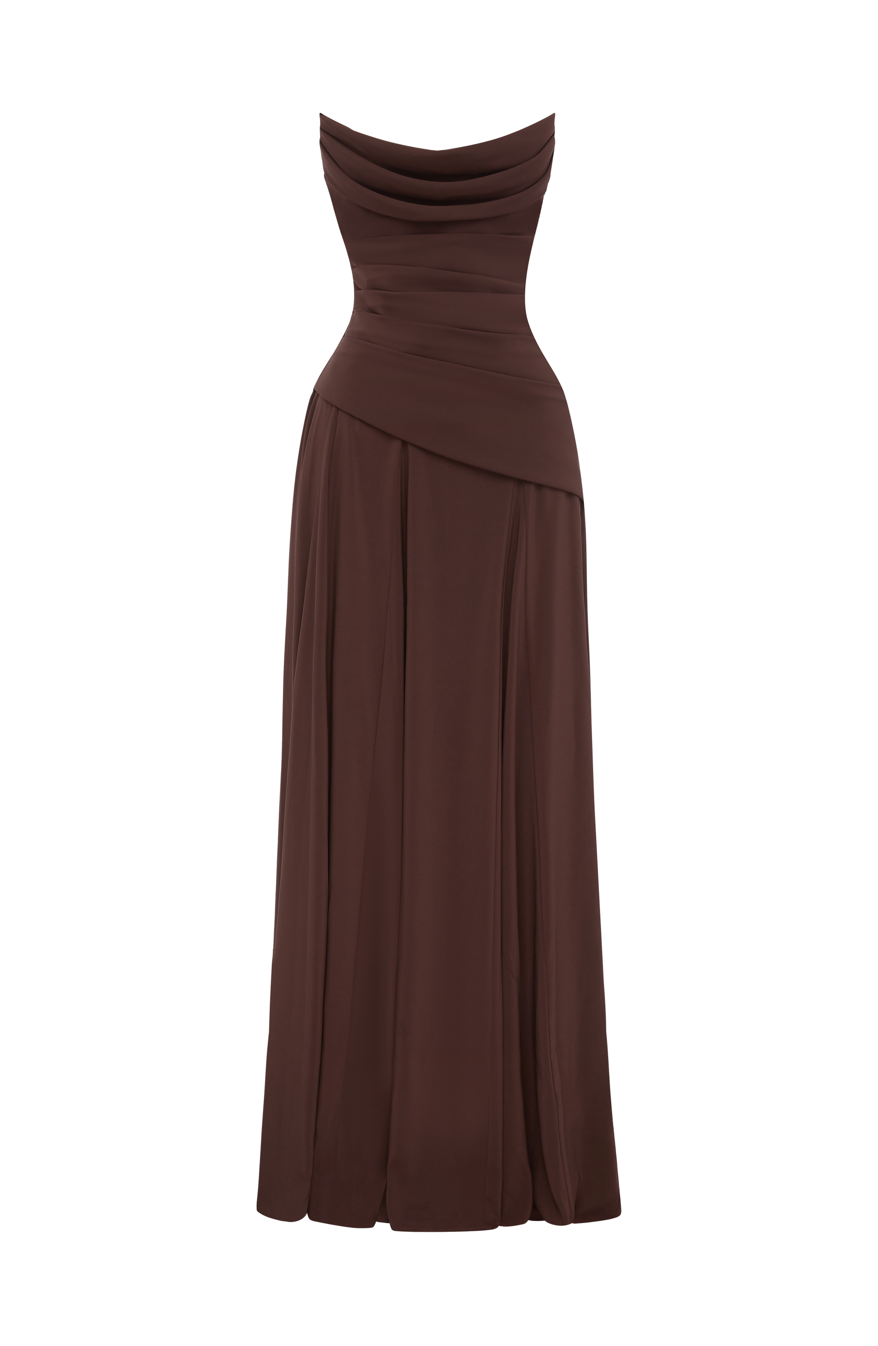 Chiffon Corset Maxi Dress in Plum Brown, view 10