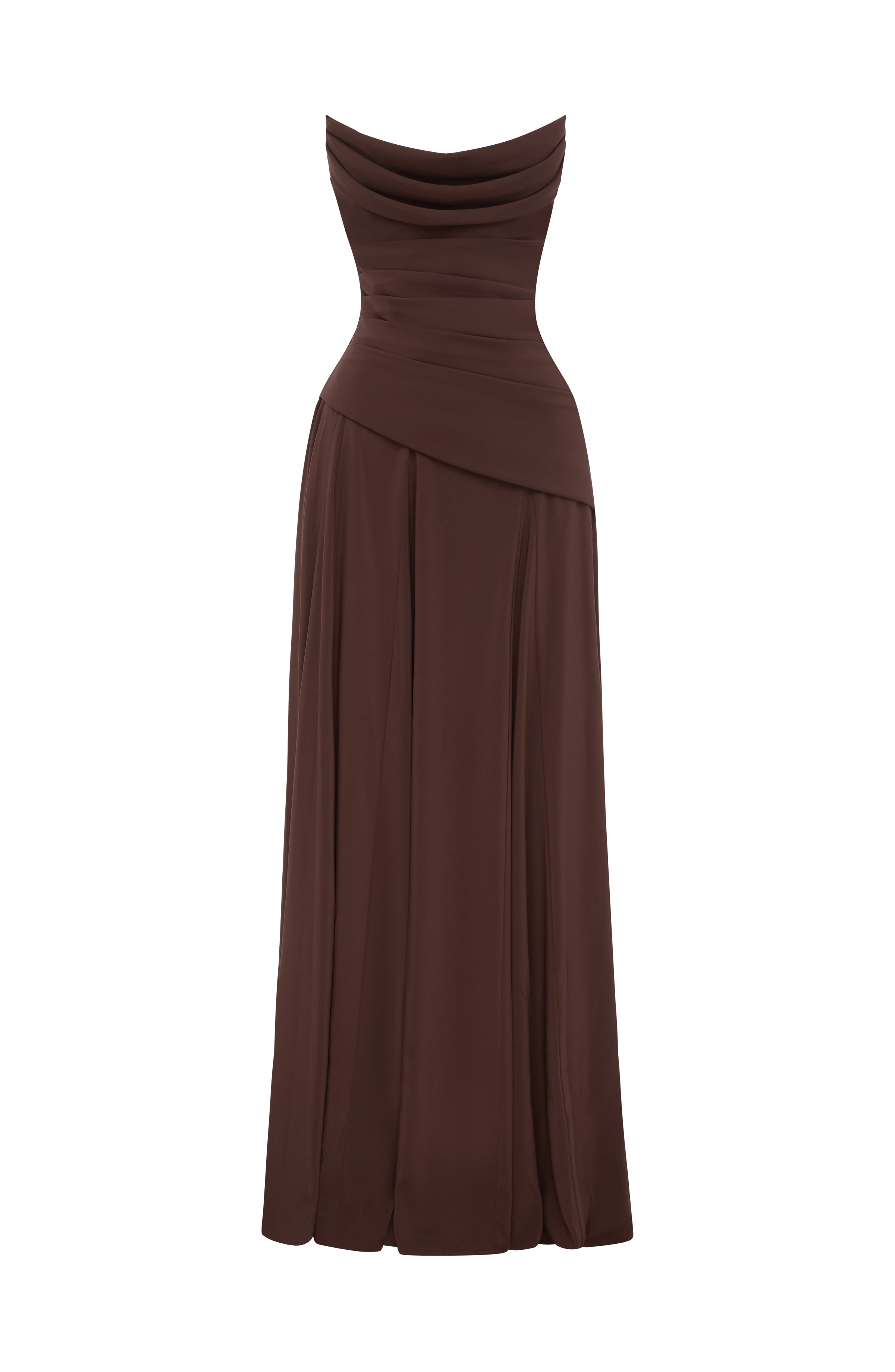 Chiffon Corset Maxi Dress in Plum Brown, view 10