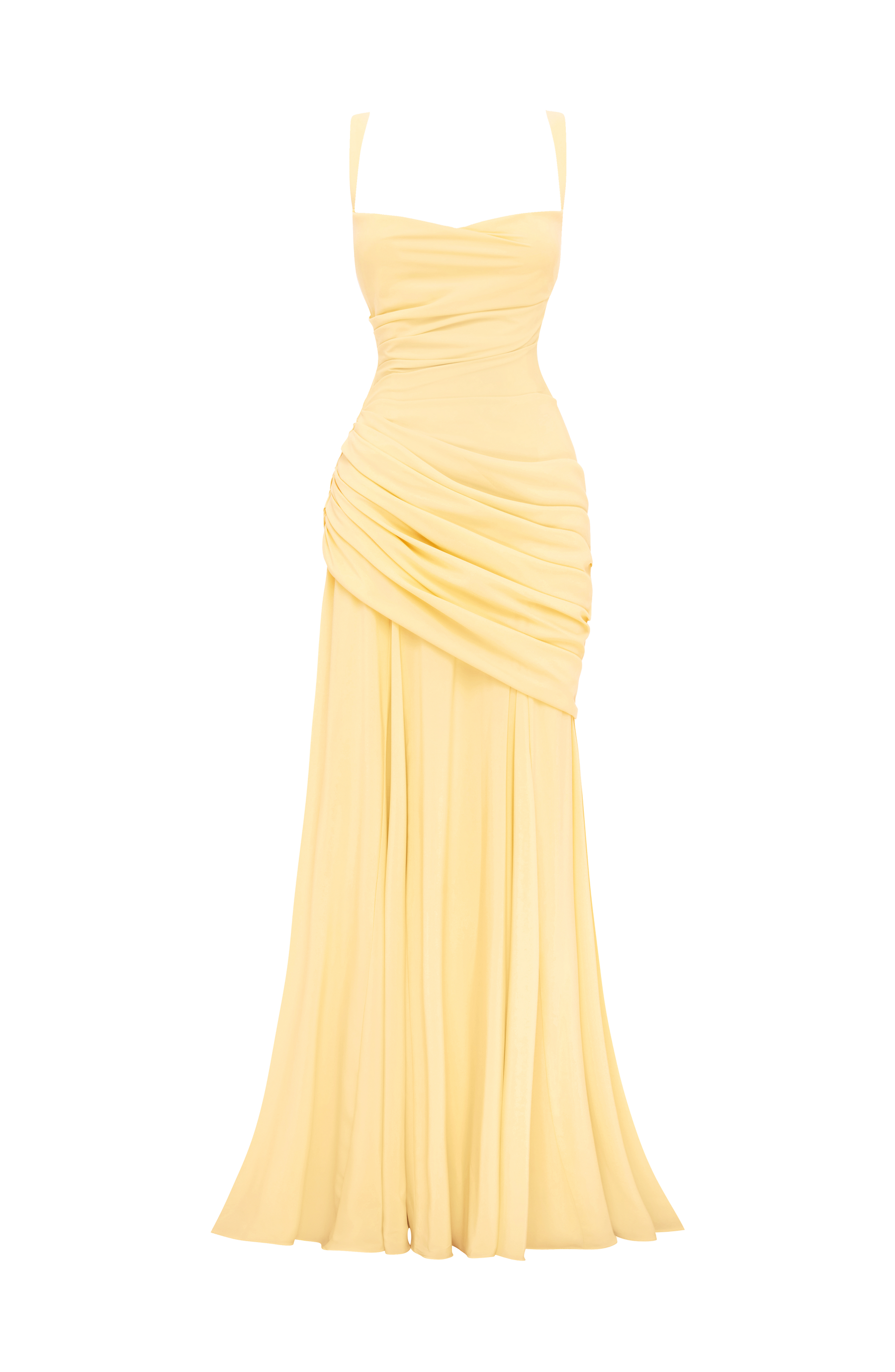 Butter Yellow Chiffon Maxi Dress in Butter Yellow, view 7