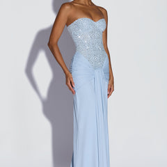 Embellished Corset Maxi Dress in Glacier Blue, view 2