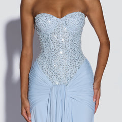 Embellished Corset Maxi Dress in Glacier Blue, view 4