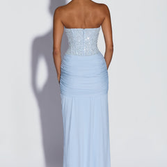 Embellished Corset Maxi Dress in Glacier Blue, view 3