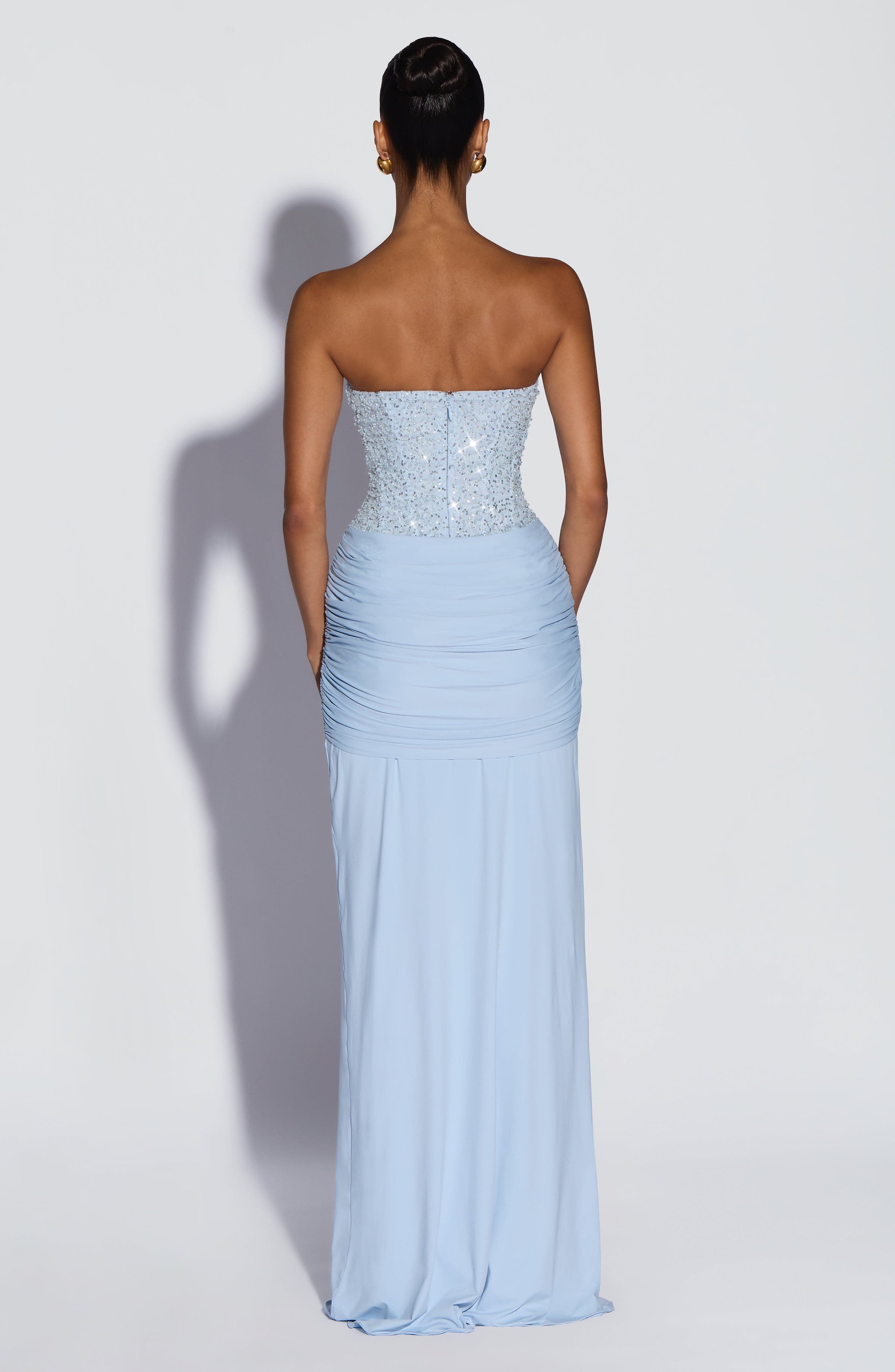 Embellished Corset Maxi Dress in Glacier Blue, view 3