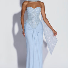 Embellished Corset Maxi Dress in Glacier Blue, view 11