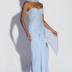 Embellished Corset Maxi Dress in Glacier Blue, view 10