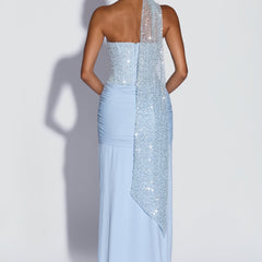Embellished Corset Maxi Dress in Glacier Blue, view 8