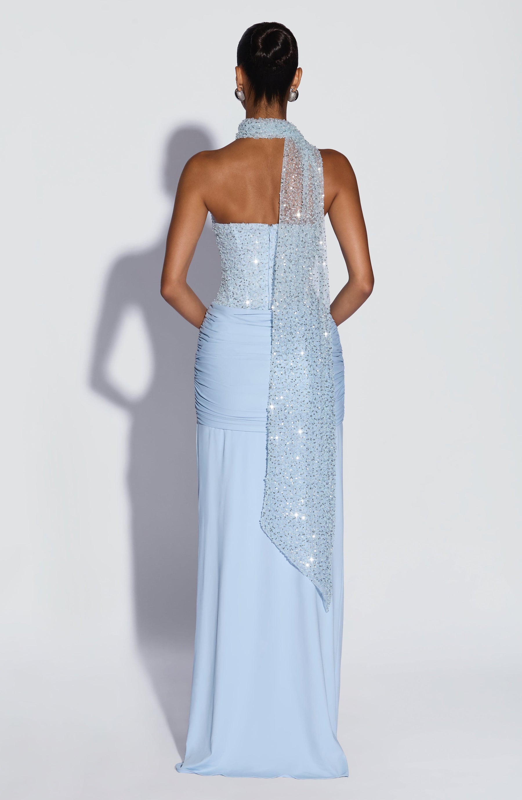 Embellished Corset Maxi Dress in Glacier Blue, view 7