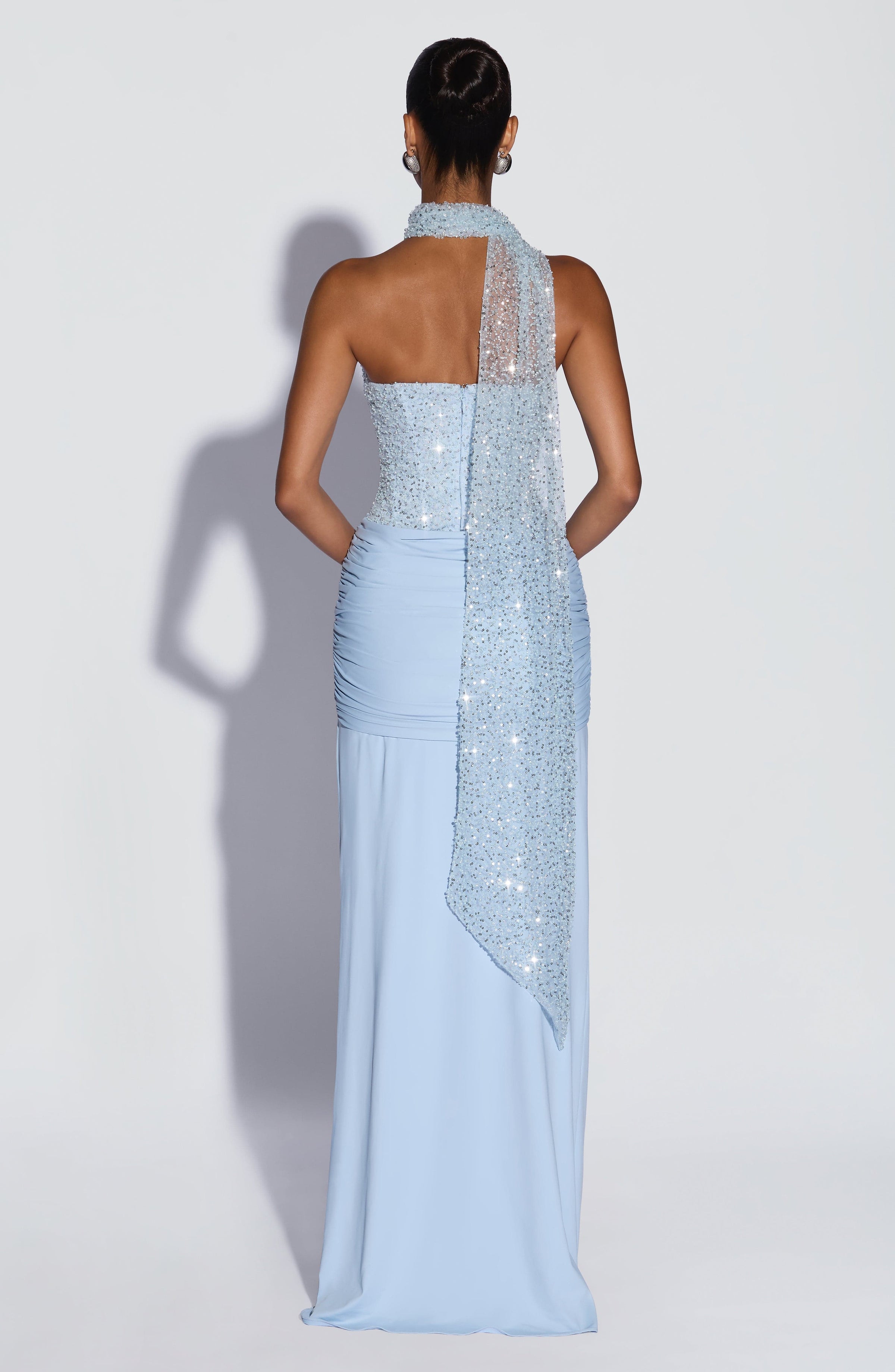 Embellished Corset Maxi Dress in Glacier Blue, view 7
