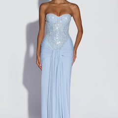 Embellished Corset Maxi Dress in Glacier Blue, view 1