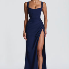 Nerina Corset Maxi Dress in Navy back detail - Maeve & Erin Dublin