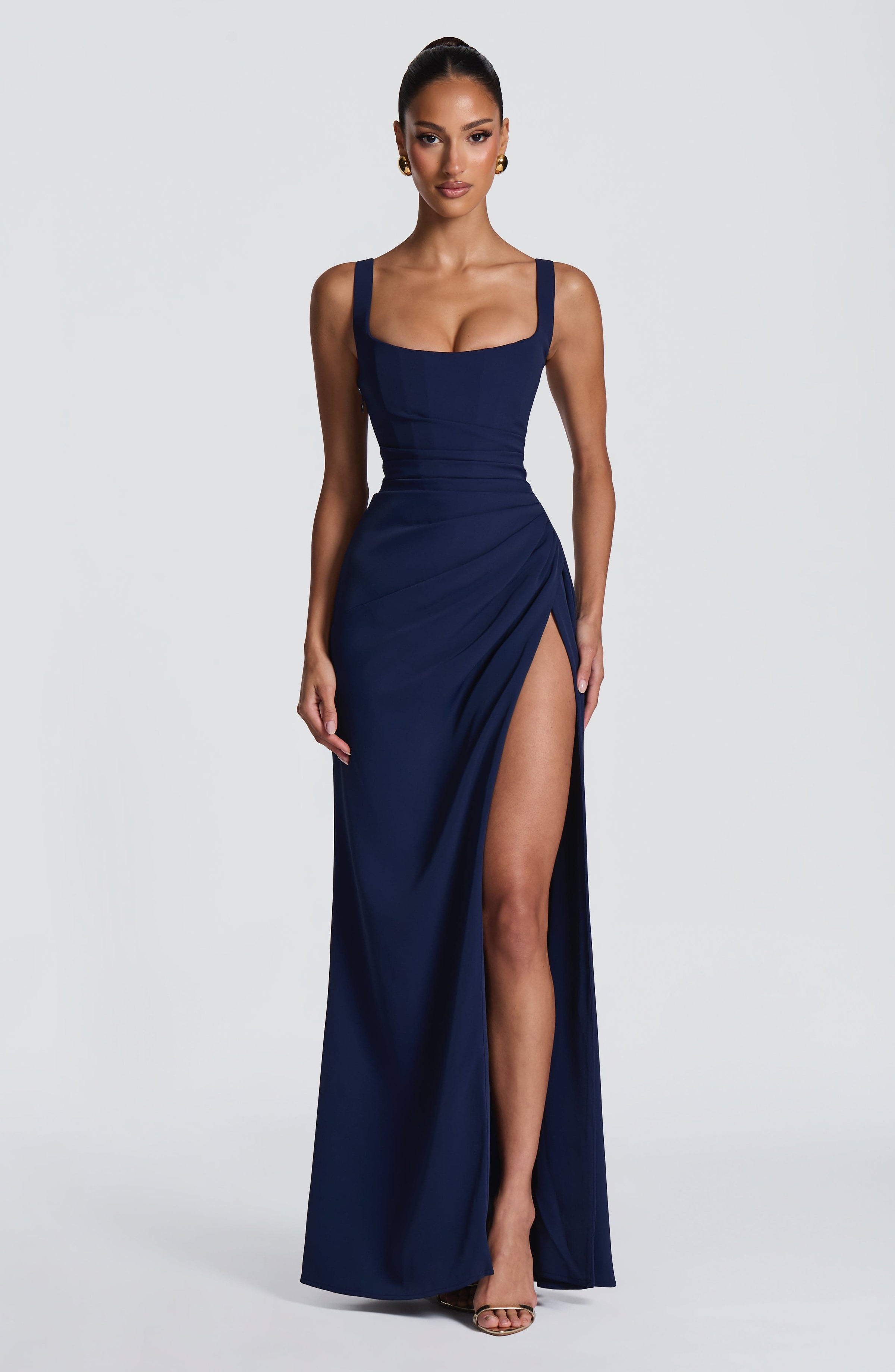 Nerina Corset Maxi Dress in Navy back detail - Maeve & Erin Dublin