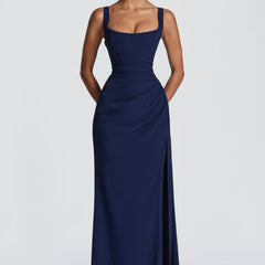 Nerina Corset Maxi Dress in Navy full length - Maeve & Erin Dublin