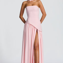 Baby Blue Corset Maxi Dress in Blush