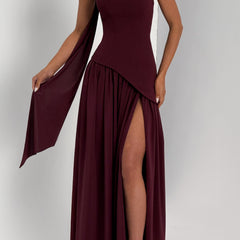 Baby Blue Corset Maxi Dress in Cherry Lacquer