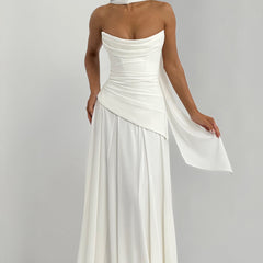 Chiffon Corset Maxi Dress in Ivory