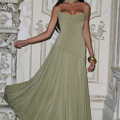 Chiffon Corset Maxi Dress in Sage