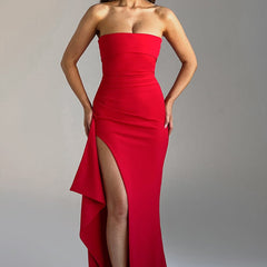 Draped Maxi Dress in Red