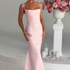 Floral Satin Maxi Dress in Blush