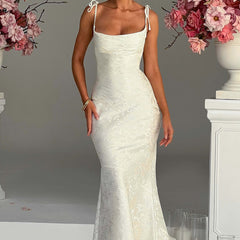 Floral Satin Maxi Dress in Ivory
