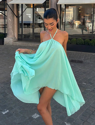 Mint Green flowy halter mini dress