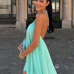 Mint Green flowy halter mini dress