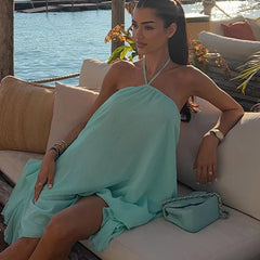 Mint Green flowy halter mini dress