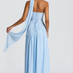 Baby Blue Corset Maxi Dress in Baby Blue, view 2