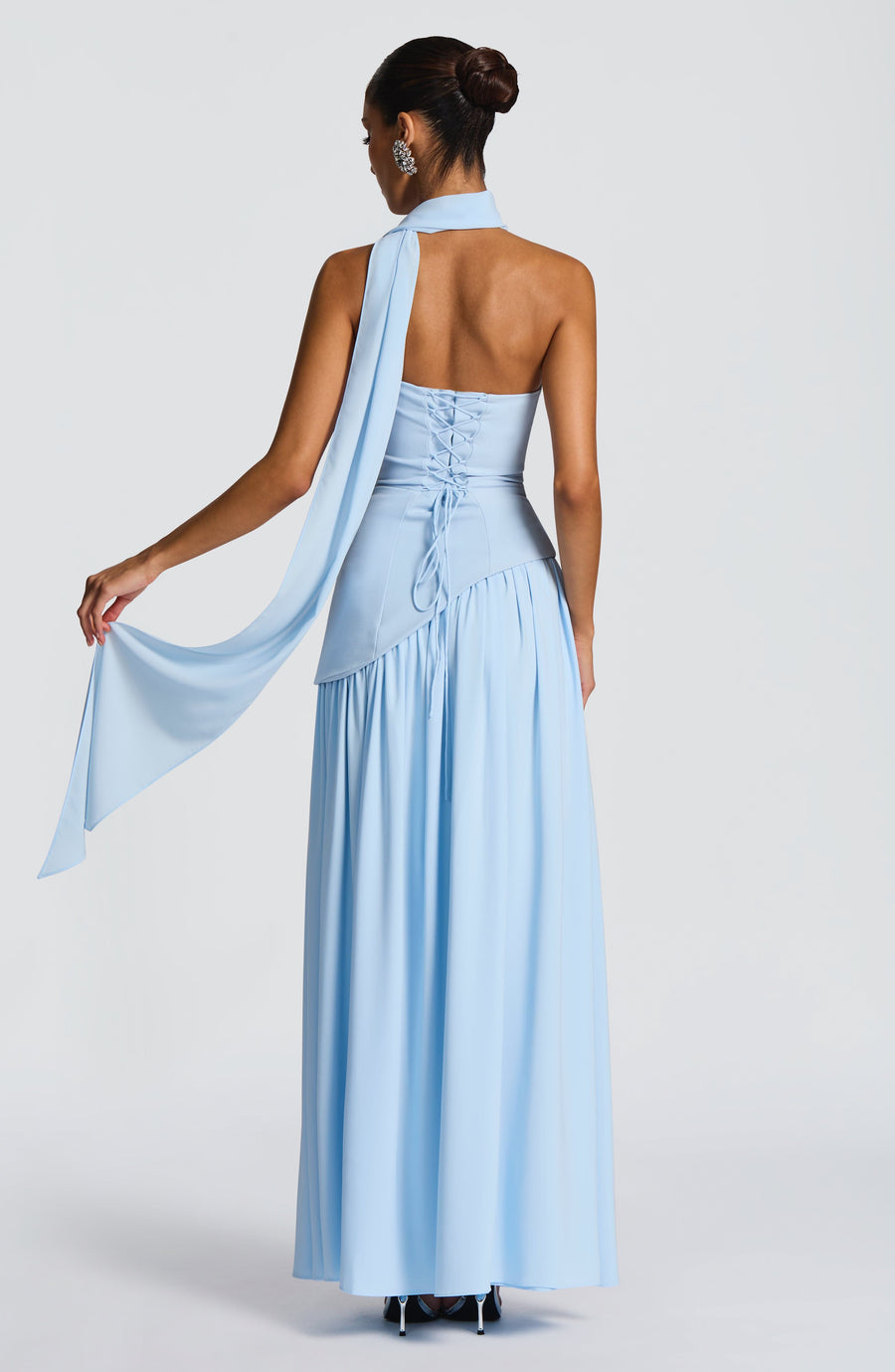 Baby Blue Corset Maxi Dress in Baby Blue, view 2