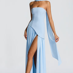 Baby Blue Corset Maxi Dress in Baby Blue, view 3