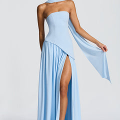 Baby Blue Corset Maxi Dress in Baby Blue, view 11