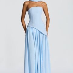 Baby Blue Corset Maxi Dress in Baby Blue, view 8