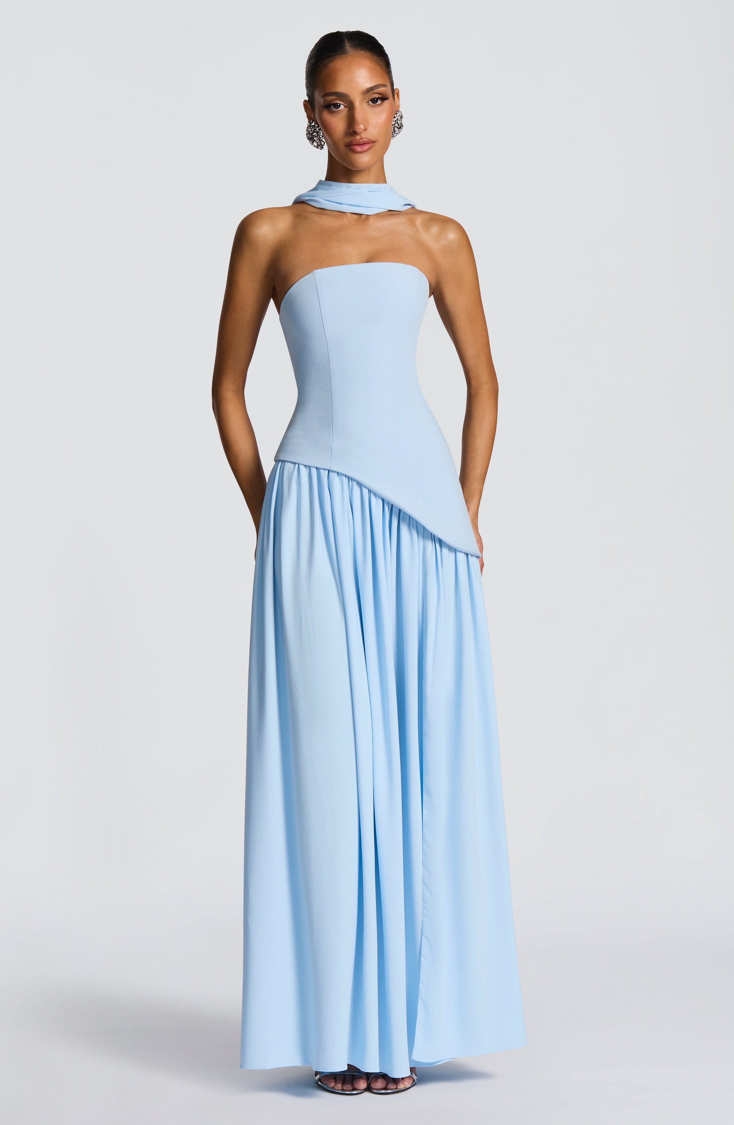 Baby Blue Corset Maxi Dress in Baby Blue, view 8