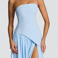 Baby Blue Corset Maxi Dress in Baby Blue, view 4