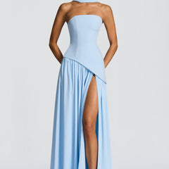 Baby Blue Corset Maxi Dress in Baby Blue, view 1
