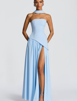 Baby Blue Corset Maxi Dress in Baby Blue, view 1