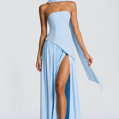 Baby Blue Corset Maxi Dress in Baby Blue, view 10