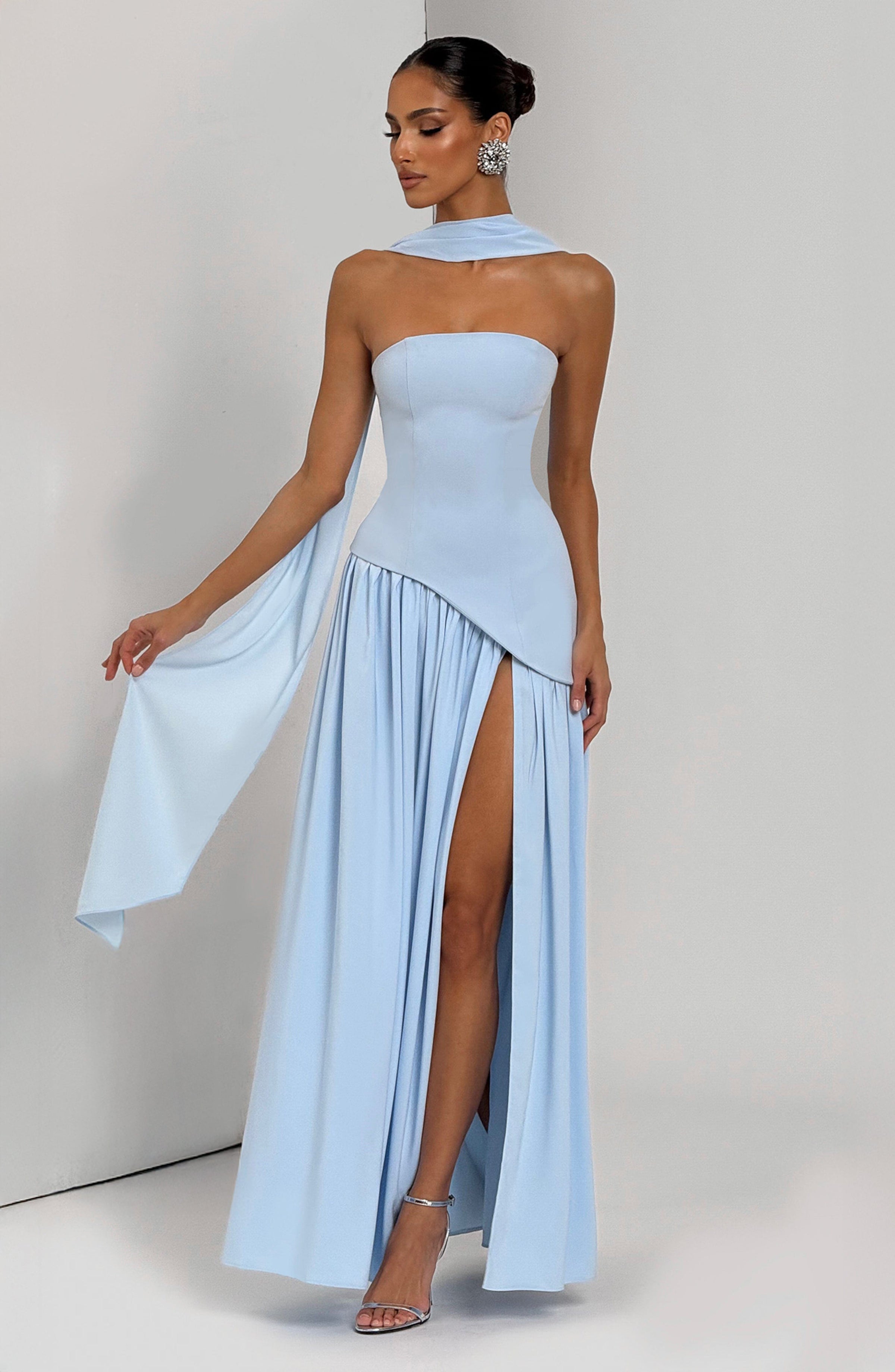 Baby Blue Corset Maxi Dress in Baby Blue, view 14