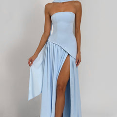 Baby Blue Corset Maxi Dress in Baby Blue, view 7