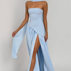 Baby Blue Corset Maxi Dress in Baby Blue, view 6