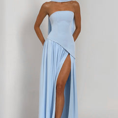 Baby Blue Corset Maxi Dress in Baby Blue, view 13