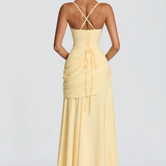 Butter Yellow Chiffon Maxi Dress in Butter Yellow, view 2