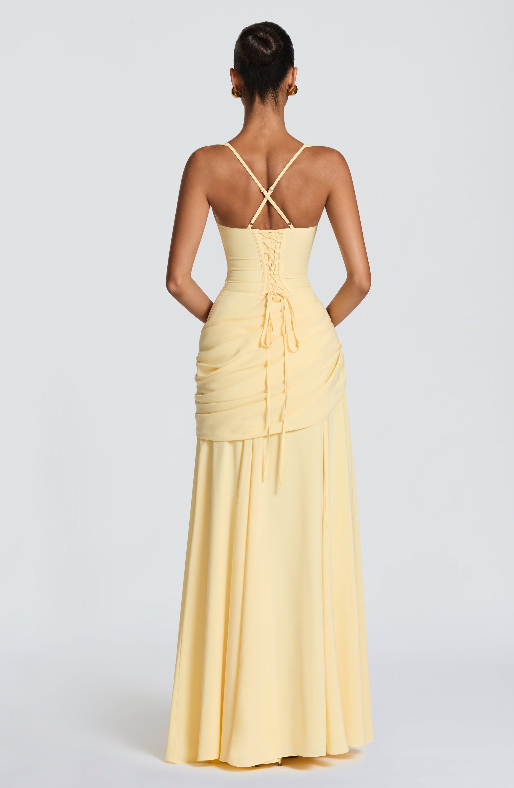 Butter Yellow Chiffon Maxi Dress in Butter Yellow, view 2