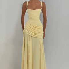 Butter Yellow Chiffon Maxi Dress in Butter Yellow, view 6