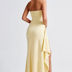Draped Maxi Dress in Butter Yellow, view 2