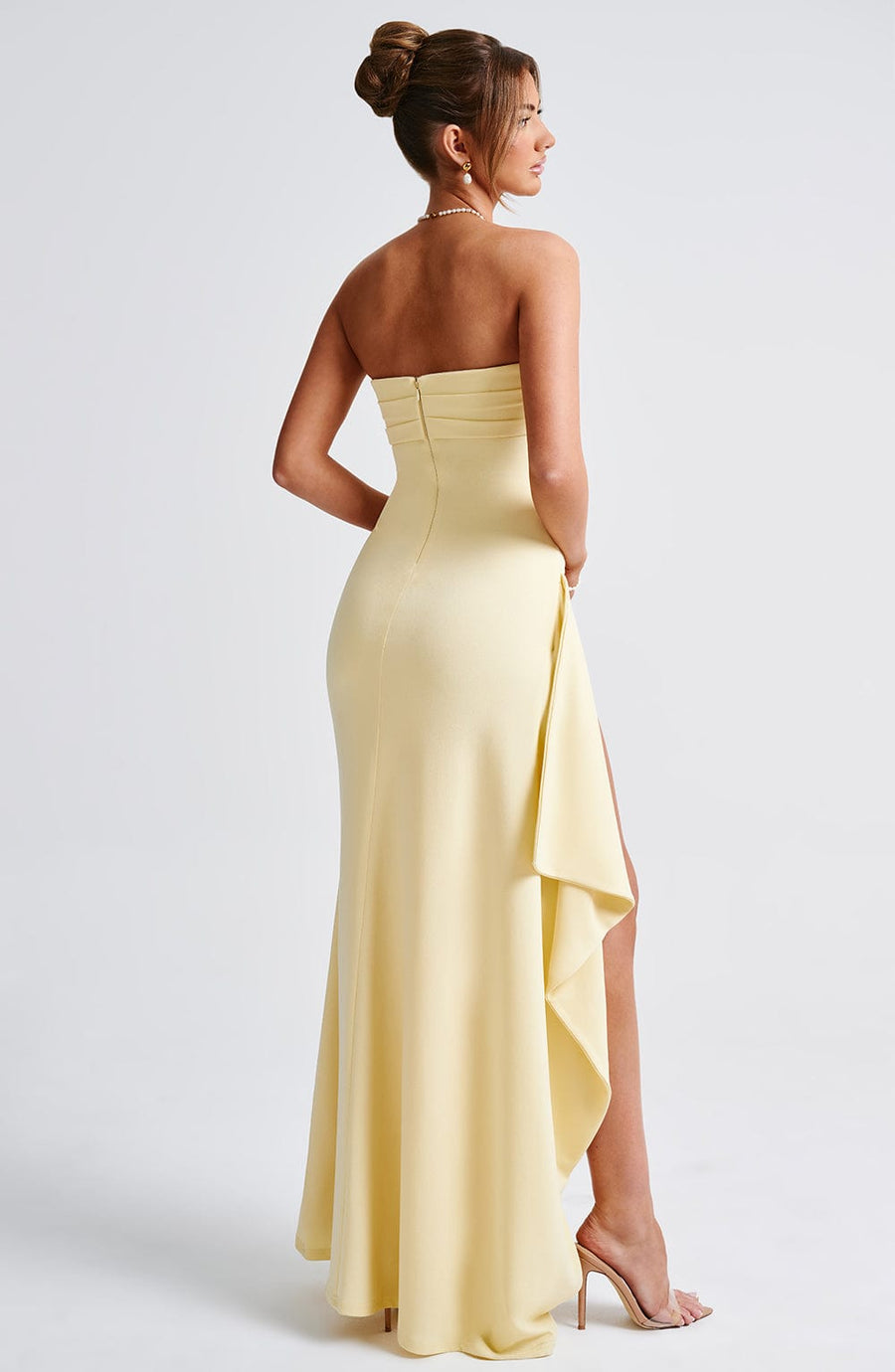 Draped Maxi Dress in Butter Yellow, view 2