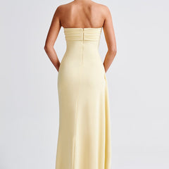 Draped Maxi Dress in Butter Yellow, view 3
