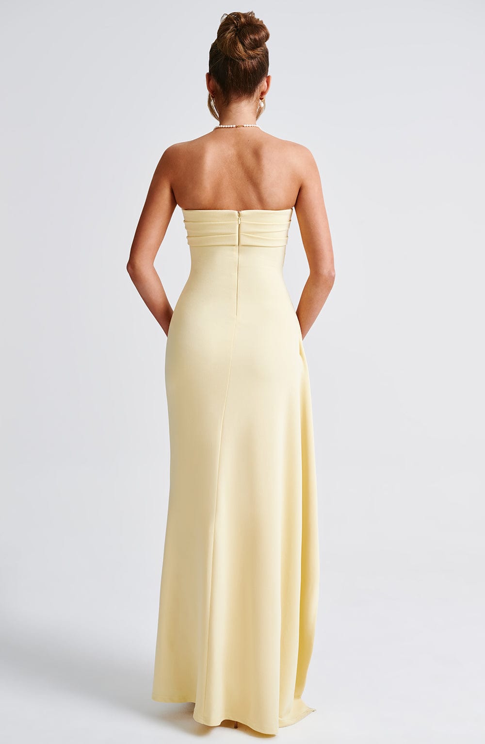 Draped Maxi Dress in Butter Yellow, view 3