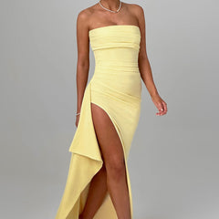 Draped Maxi Dress in Butter Yellow, view 6